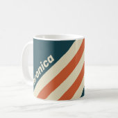 Retro Wave Stripes with Name コーヒーマグカップ (正面左)