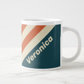 Retro Wave Stripes with Name ジャンボコーヒーマグカップ (右)