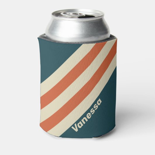 Retro Wave Stripes with Name 缶クーラー (缶裏面)