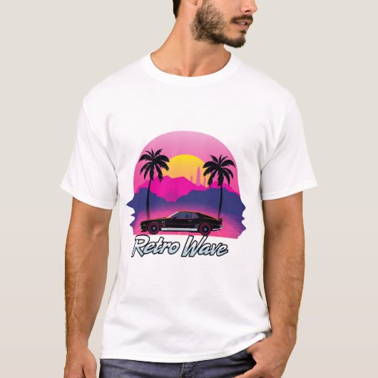 “Retro Wave” Sunset Graphic Tシャツ (正面)