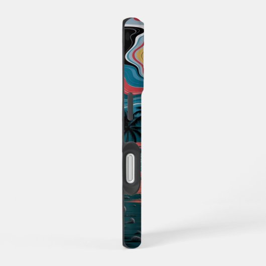 Retro Wave Sunset iPhone 16ケース (右側面)