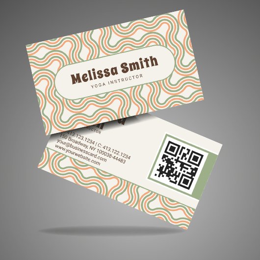 Retro Wavy Abstract Custom QR Code  名刺