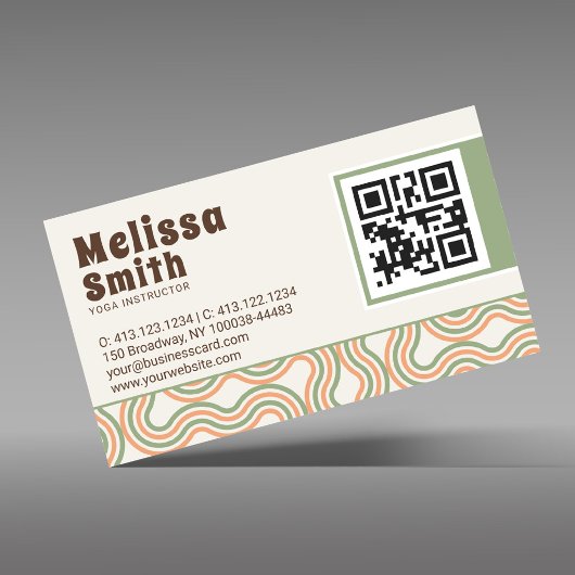 Retro Wavy Abstract Custom QR Code  名刺
