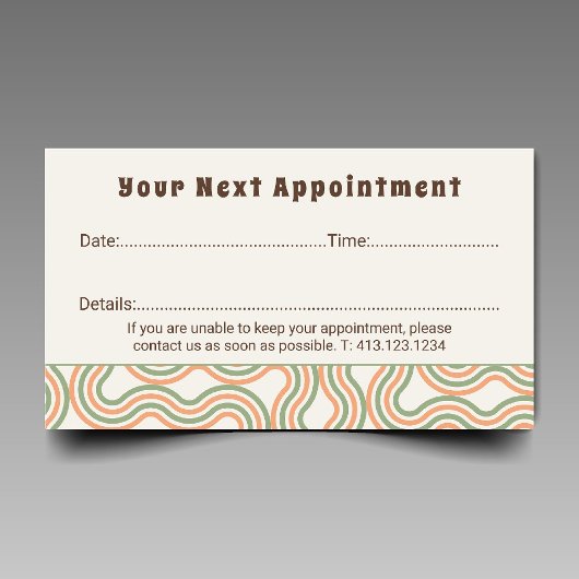 Retro Wavy Abstract Pattern Appointment Reminder  予約カード