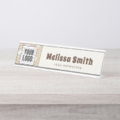 Retro Wavy Abstract Pattern Business Desk Name デスクネームプレート (正面)