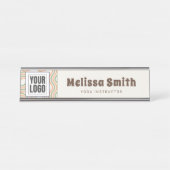 Retro Wavy Abstract Pattern Business Desk Name デスクネームプレート (正面)