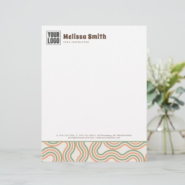 Retro Wavy Abstract Pattern Business Letterhead レターヘッド (スタンド正面)