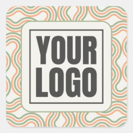 Retro Wavy Abstract Pattern Business Sticker スクエアシール