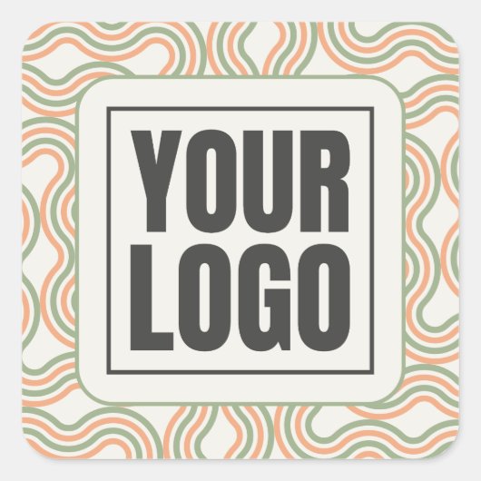 Retro Wavy Abstract Pattern Business Sticker スクエアシール (正面)