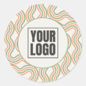 Retro Wavy Abstract Pattern Business Sticker ラウンドシール (正面)