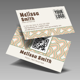 Retro Wavy Abstract Pattern Custom  名刺