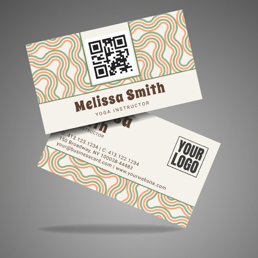Retro Wavy Abstract Pattern Custom  名刺