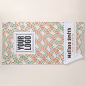 Retro Wavy Abstract Pattern Custom Beach Towel ビーチタオル (正面)