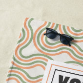 Retro Wavy Abstract Pattern Custom Beach Towel ビーチタオル (インサイチュ)