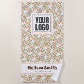 Retro Wavy Abstract Pattern Custom Beach Towel ビーチタオル (正面)