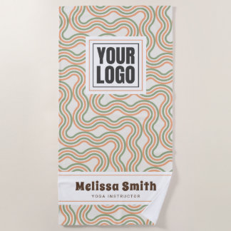 Retro Wavy Abstract Pattern Custom Beach Towel ビーチタオル