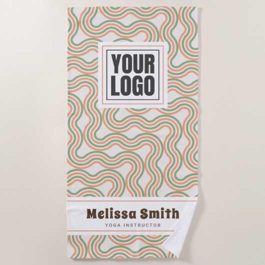 Retro Wavy Abstract Pattern Custom Beach Towel ビーチタオル (正面)