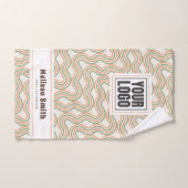 Retro Wavy Abstract Pattern Custom Hand Towel ハンドタオル (ハンドタオル)