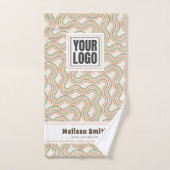 Retro Wavy Abstract Pattern Custom Hand Towel ハンドタオル (ハンドタオル)