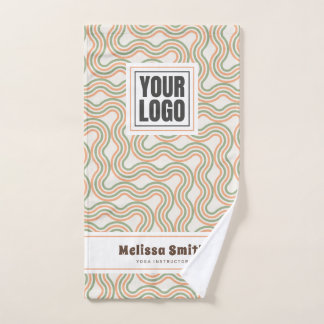 Retro Wavy Abstract Pattern Custom Hand Towel ハンドタオル