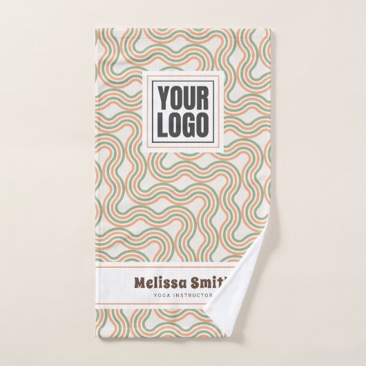 Retro Wavy Abstract Pattern Custom Hand Towel ハンドタオル (ハンドタオル)