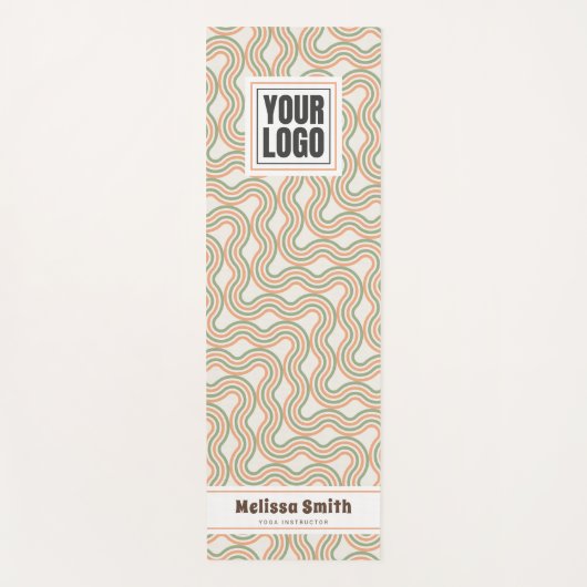 Retro Wavy Abstract Pattern Custom Yoga Mat ヨガマット (正面)