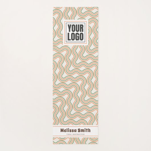 Retro Wavy Abstract Pattern Custom Yoga Mat ヨガマット (裏面)