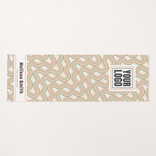 Retro Wavy Abstract Pattern Custom Yoga Mat ヨガマット (正面(横))