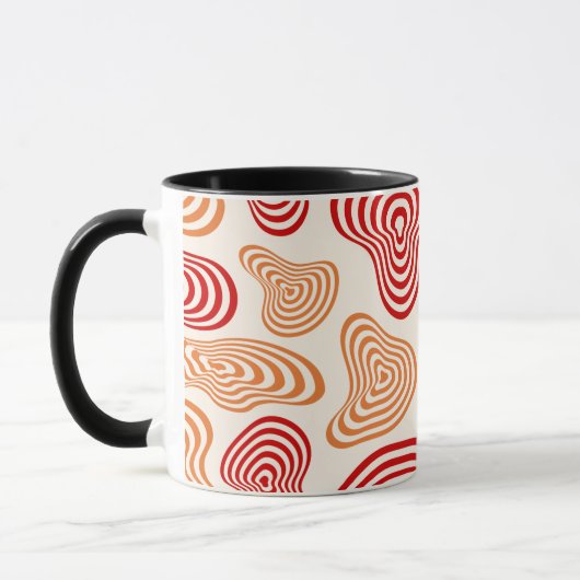 Retro Wavy Abstract Pattern Mug マグカップ (左)