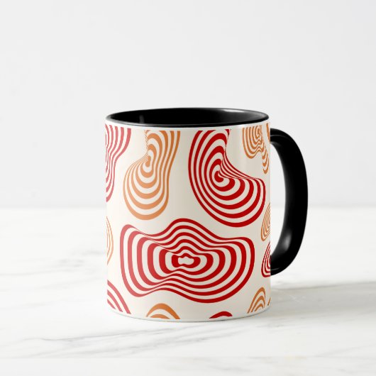 Retro Wavy Abstract Pattern Mug マグカップ (正面右)