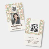 Retro Wavy Abstract Pattern Photo ID Badge バッジ (正面＆裏面)