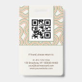 Retro Wavy Abstract Pattern Photo ID Badge バッジ (裏面)