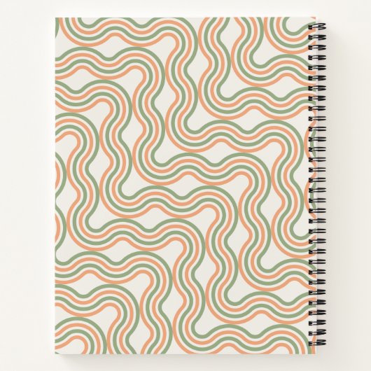 Retro Wavy Abstract Pattern Professional Notebook ノートブック (裏面)