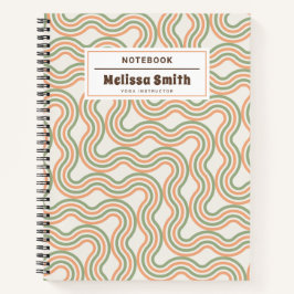 Retro Wavy Abstract Pattern Professional Notebook ノートブック