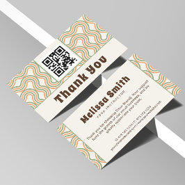 Retro Wavy Abstract QR Code Business Thank You エンクロージャーカード