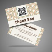 Retro Wavy Abstract QR Code Business Thank You エンクロージャーカード