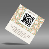 Retro Wavy Abstract Square QR Code  スクエア名刺