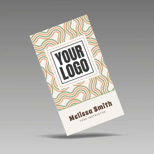 Retro Wavy Abstract Vertical QR Code  名刺