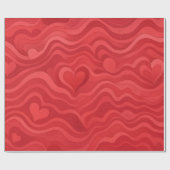 Retro Wavy Hearts Gift Wrap — Valentine ラッピングペーパー (フラット)