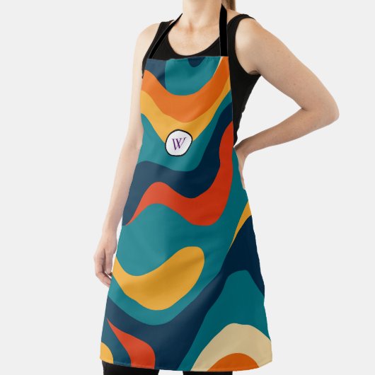 Retro Wavy Pattern Modern Abstract  エプロン (インサイチュ)