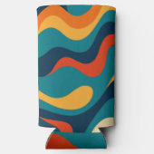 Retro Wavy Pattern Modern Abstract  スリム缶クーラー (裏面)