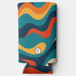 Retro Wavy Pattern Modern Abstract  スリム缶クーラー