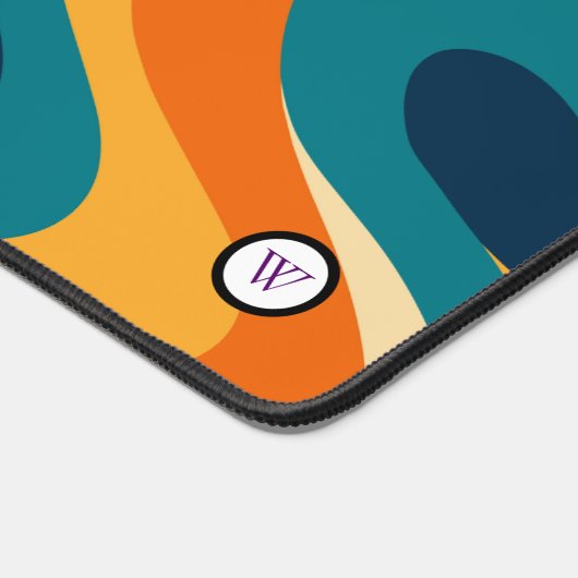 Retro Wavy Pattern Modern Abstract  デスクマット (コーナー)