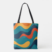 Retro Wavy Pattern Modern Abstract  トートバッグ (裏面)