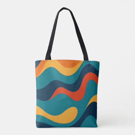 Retro Wavy Pattern Modern Abstract  トートバッグ (裏面)
