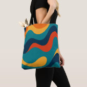 Retro Wavy Pattern Modern Abstract  トートバッグ (クローズアップ)
