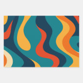 Retro Wavy Pattern Modern Abstract  ラッピングペーパーシート (正面3)