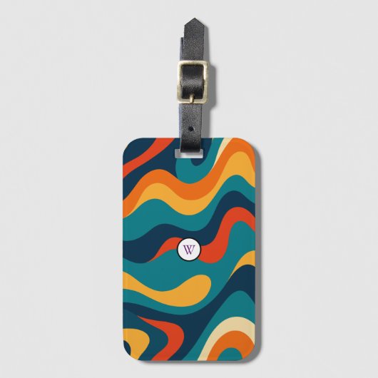 Retro Wavy Pattern Modern Abstract iPhone Case ラゲッジタグ (正面縦)