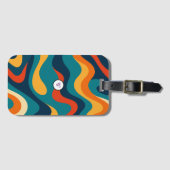 Retro Wavy Pattern Modern Abstract iPhone Case ラゲッジタグ (正面横)