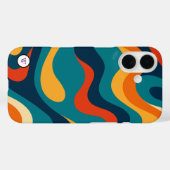 Retro Wavy Pattern Modern Abstract iPhone Case Case-Mate iPhoneケース (裏面 (横))